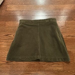 Olive green corduroy ribbed skirt